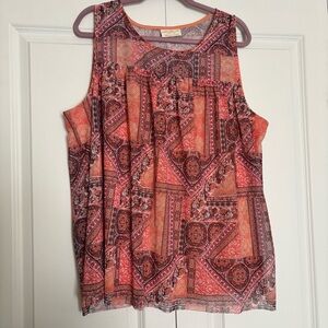 Bobbie Brooks Paisley Sleeveless Top - Red and Orange
